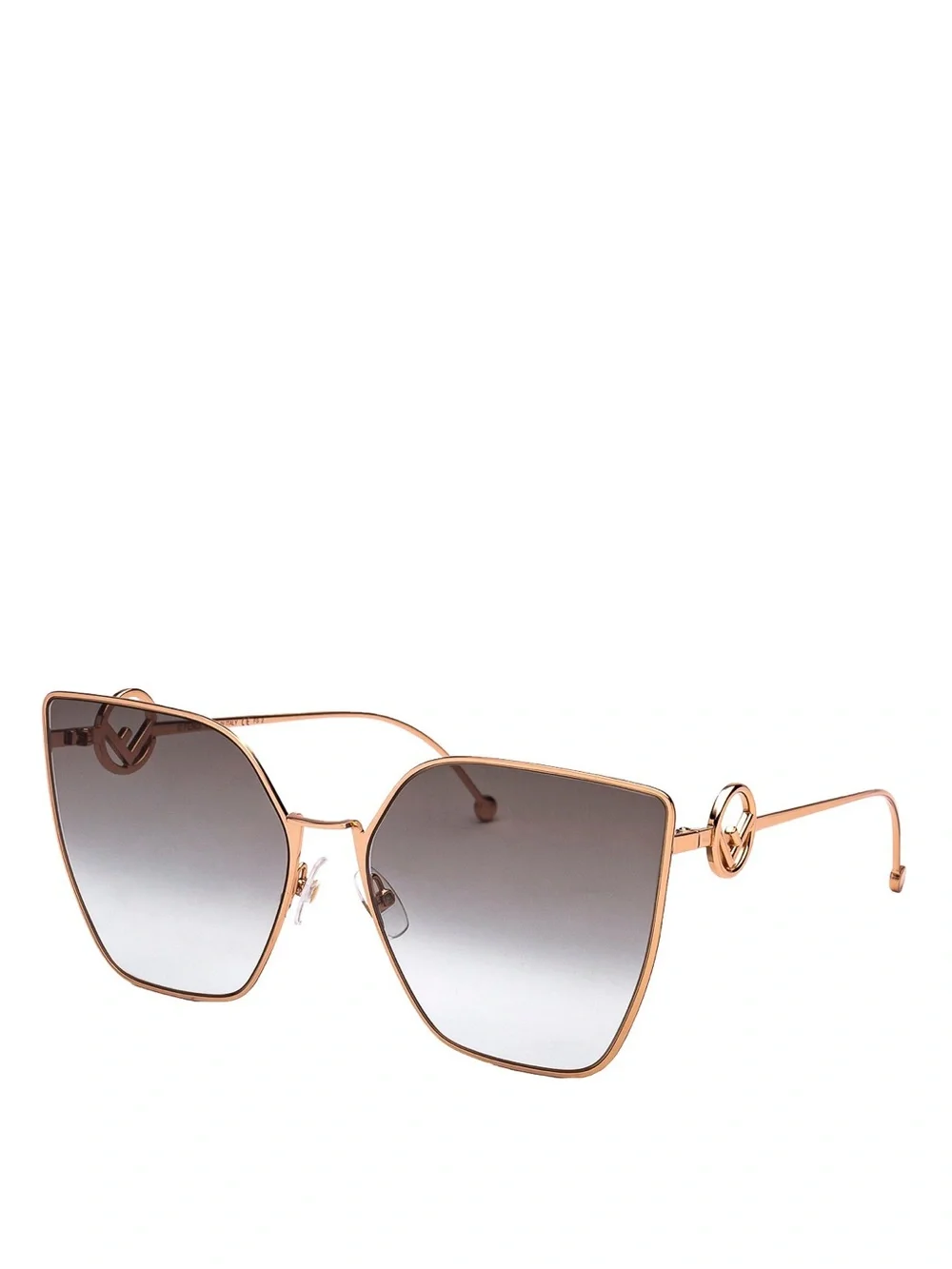 Fendi Women's Rose Gold Frame Gradient Grey Sunglasses